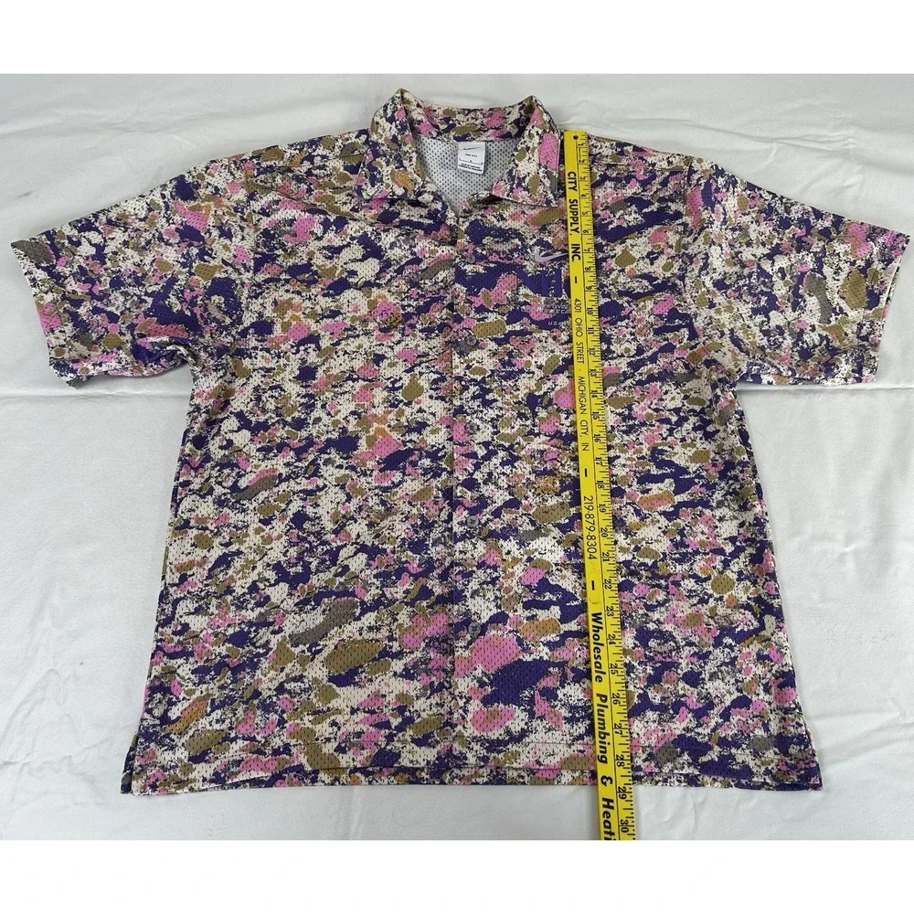 Nike Shirt Trek Division Men's Large Psychic Purple Mesh Hawaiian Button Dri Fit - Picture 5 of 10